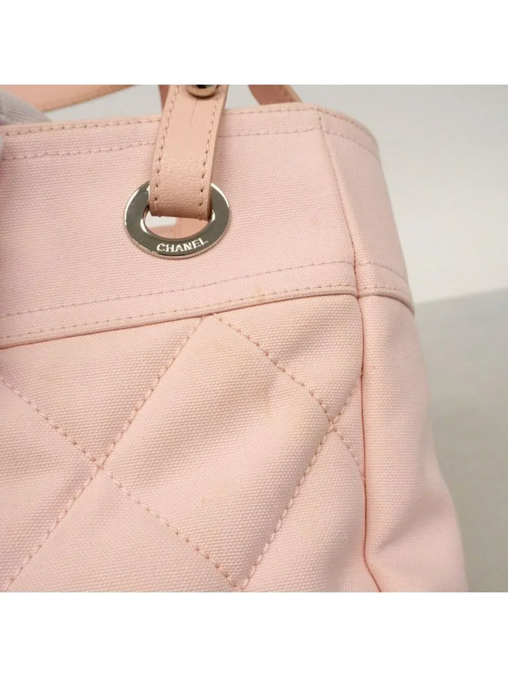 Chanel Tote Paris Biarritz Canvas Pink Silver